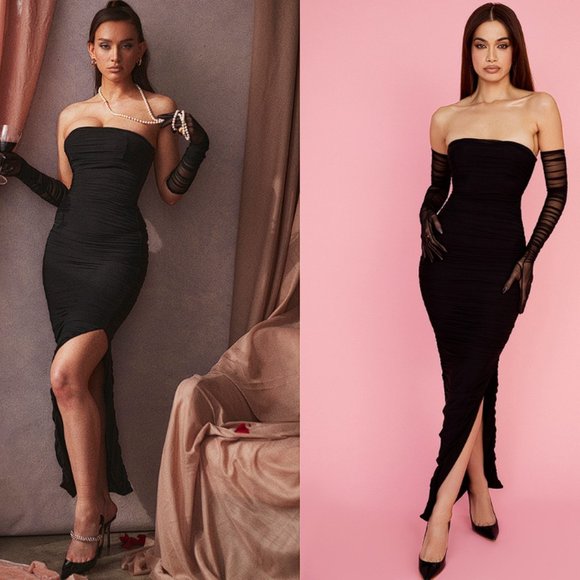 HOUSE OF CB 'Sofia' Black Mesh Strapless Maxi Dress NWOT - Picture 9 of 17